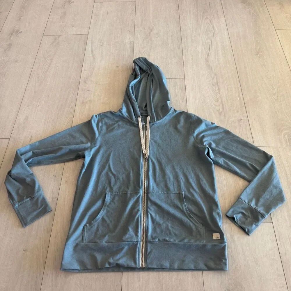Vuori Performance Hoodie Halo Full Zip Teal Coastal Athleisure Yoga Lounge size
